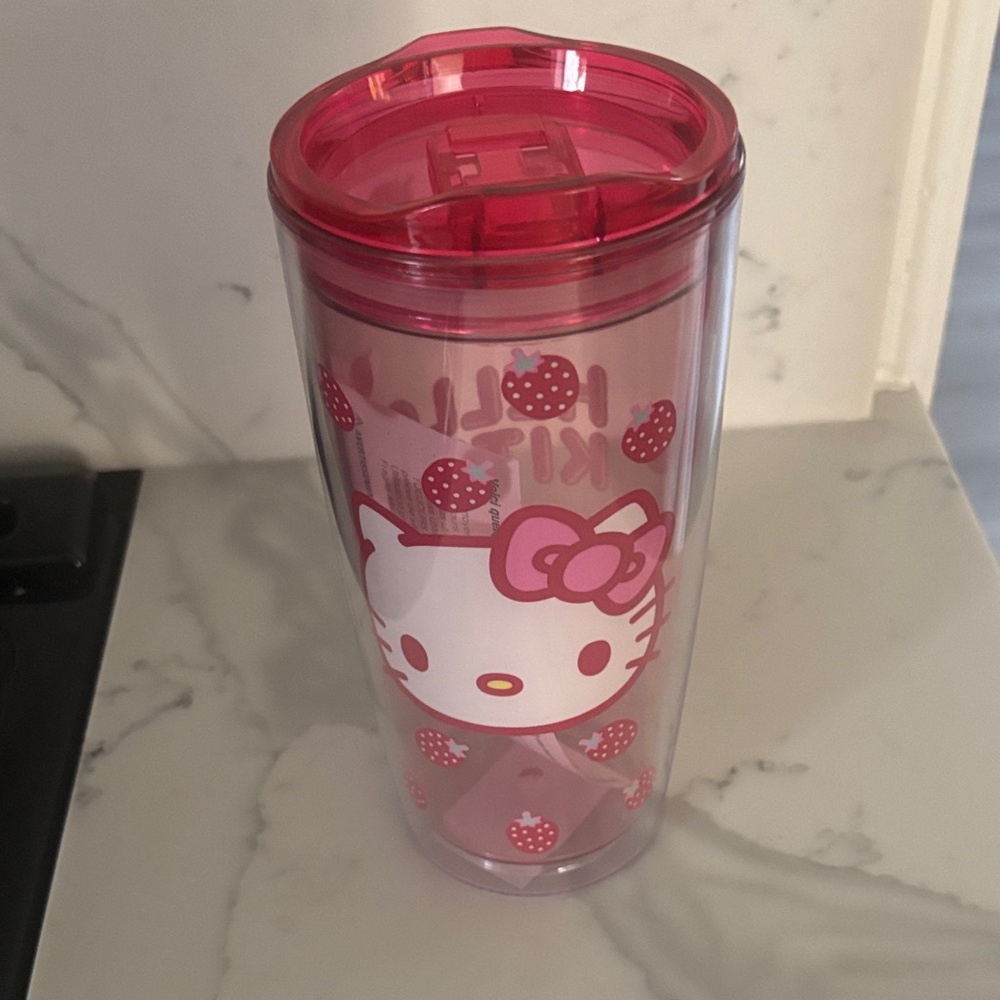 Hello Kitty Plastic Tumbler Cute Sanrio Cup Kawaii Pink Drink Cup